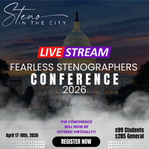 The Fearless Stenographers Conference now available via Zoom! We are bringing the conference to you. Don’t Miss Out.